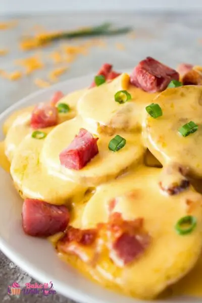Creamy cheesy and quite simply the best au gratin potatoes with diced ham recipe