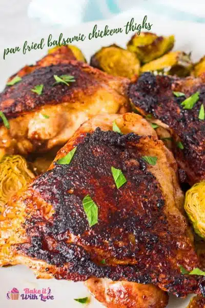 These super easy 4 ingredient Balsamic Chicken Thighs are a go-to chicken dish for super busy nights!