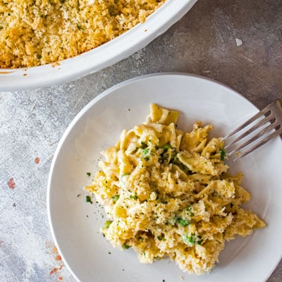 Creamy tuna noodle goodness with a crunchy topping - My 'grown up' version of a tuna noodle casserole dinner!!