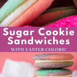 My super soft double sugar cookies are the base of these Easter pastel cookie sandwiches!