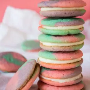 My super soft double sugar cookies are the base of these Easter pastel cookie sandwiches!