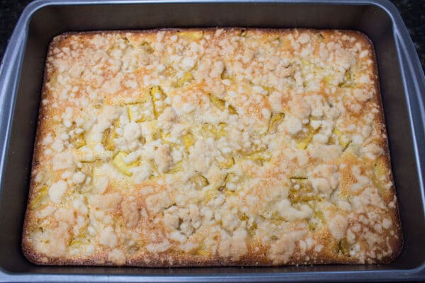 pineapple bars after baking and before adding the coconut drizzle