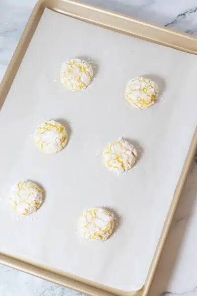 Lemon cream cheese crinkle cookies process photo 10 bake until set and the bottoms are light golden in color.