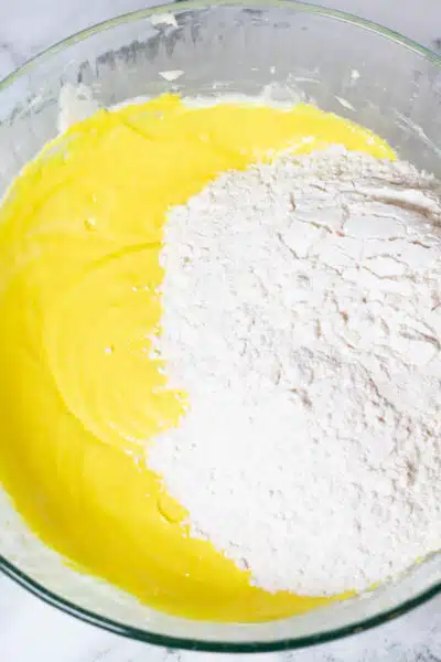 Lemon cream cheese crinkle cookies process photo 5 add the flour.