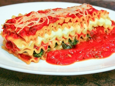 Gebakken Spinazie Vegetarische Lasagne Recept