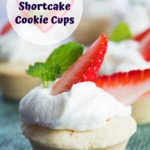 These easy strawberry shortcake cookie cups are fun to make with the kids and a perfect bite sized treat to enjoy!