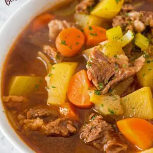 Absolutely delicious, rich and hearty beef stew made from homemade beef bone broth!