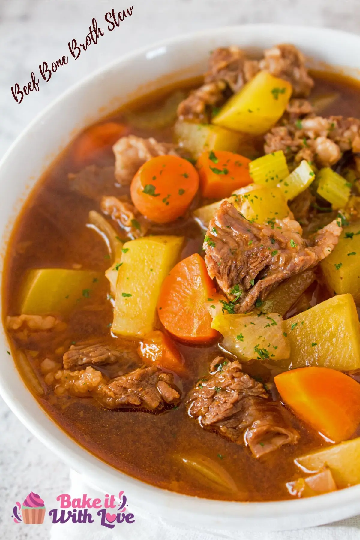 Absolutely delicious, rich and hearty beef stew made from homemade beef bone broth!