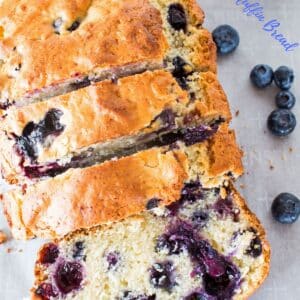 Delicious blueberry muffin bread is perfect for slicing and buttering in the mornings!