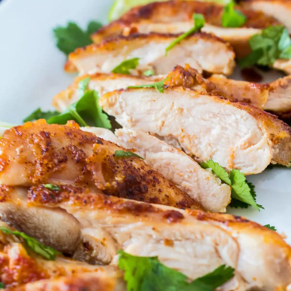 Square image of cilantro chicken thighs