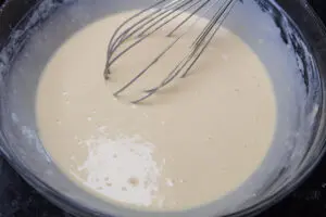 3 yorkshire pudding batter fully mixed ready to rest.