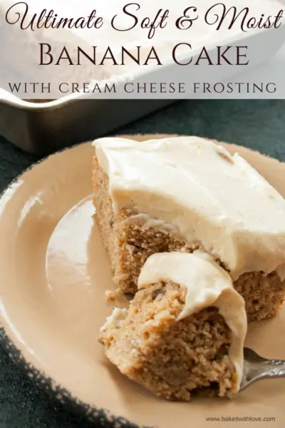 Super Moist Banana Cake with Cream Cheese Frosting at Bake It With Love, www.bakeitwithlove.com