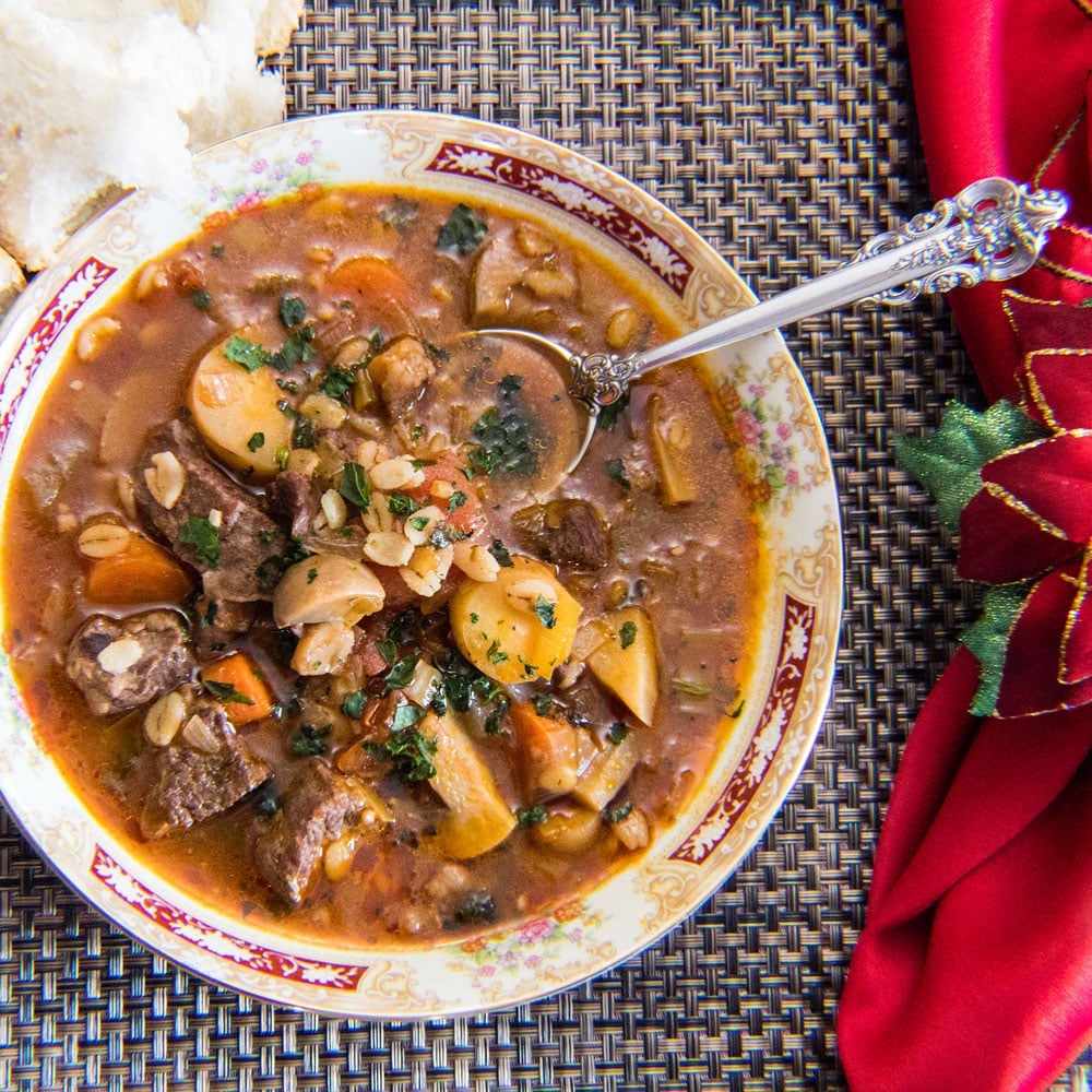 Leftover Prime Rib Beef Barley Soup with Mushrooms | Bake ...