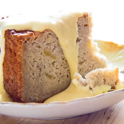 Tasty Irish Apple Cake with Vanilla Custard Sauce will be a favorite for the whole family!