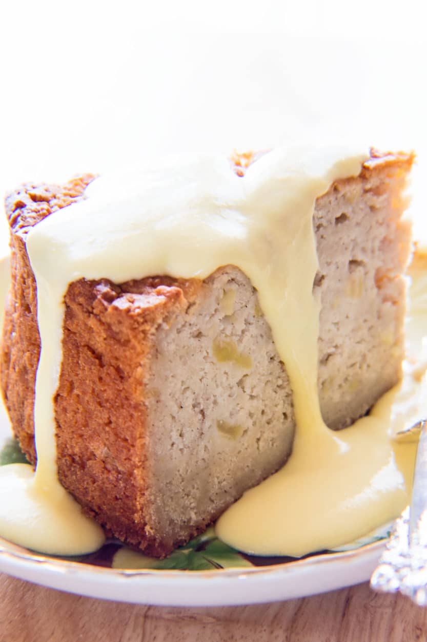 Tasty Irish Apple Cake with Vanilla Custard Sauce will be a favorite for the whole family!