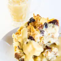 Irish Soda Bread Pudding baked to perfection and ready to top with our Bailey's Creme Anglaise