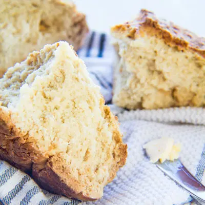 Traditional Irish Soda Bread (white bread) consists of only flour, buttermilk, baking soda and salt and is super easy to make!