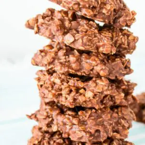Chocolate Oatmeal No Bake Cookies without peanut butter are a fudgy crisp cookie that are super easy and made in 5 minutes