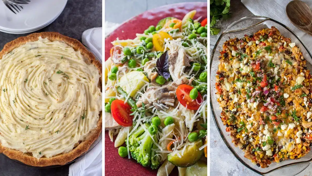 Best leftover turkey recipes collage with a trio of tasty recipes to make.