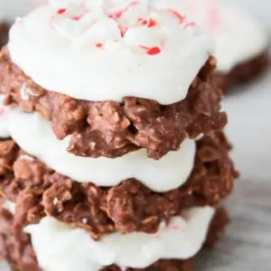 Chocolate Peppermint No Bake Cookies are a quick and easy festive holiday cookie for Christmas