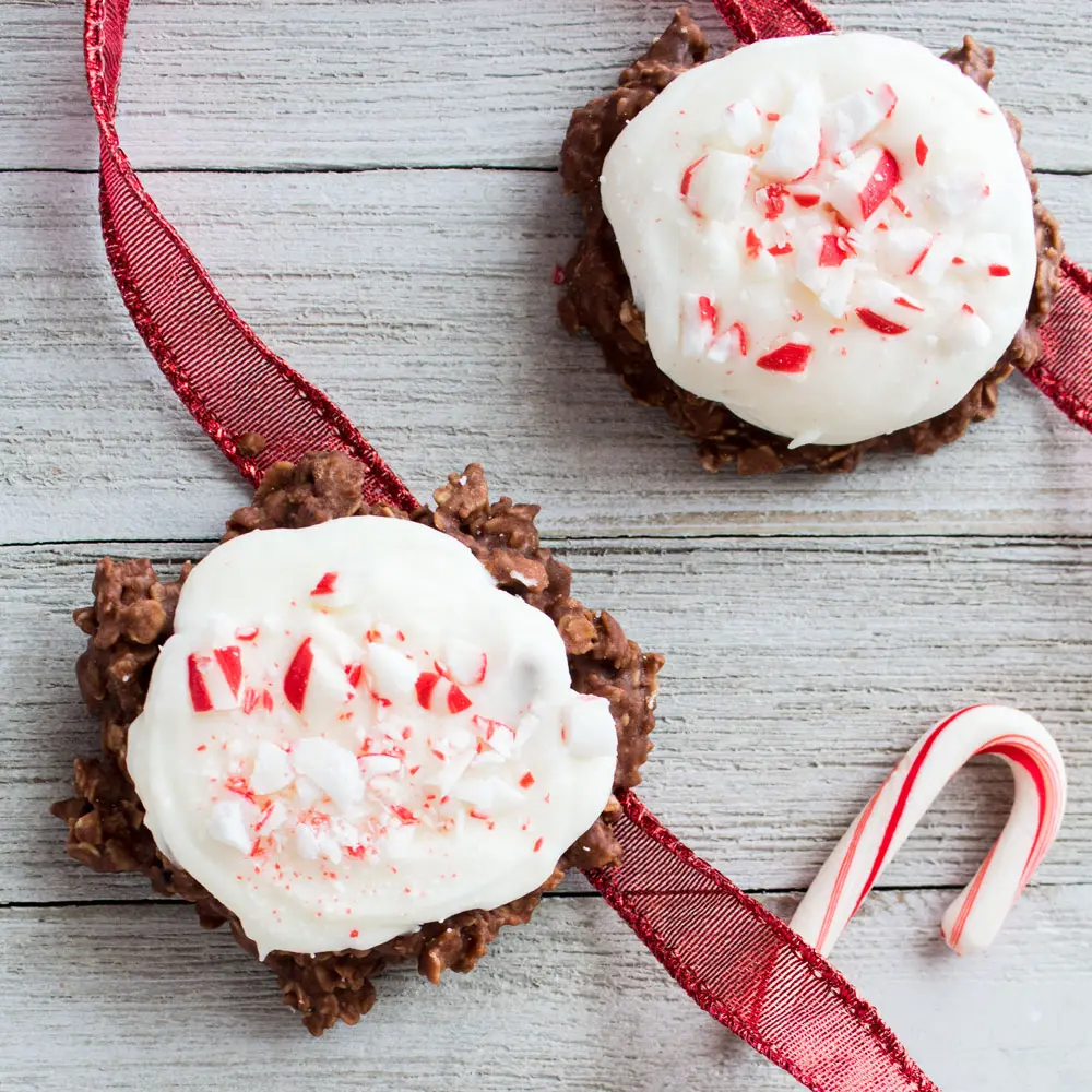 Chocolate Peppermint No Bake Cookies are a quick and easy festive holiday cookie for Christmas