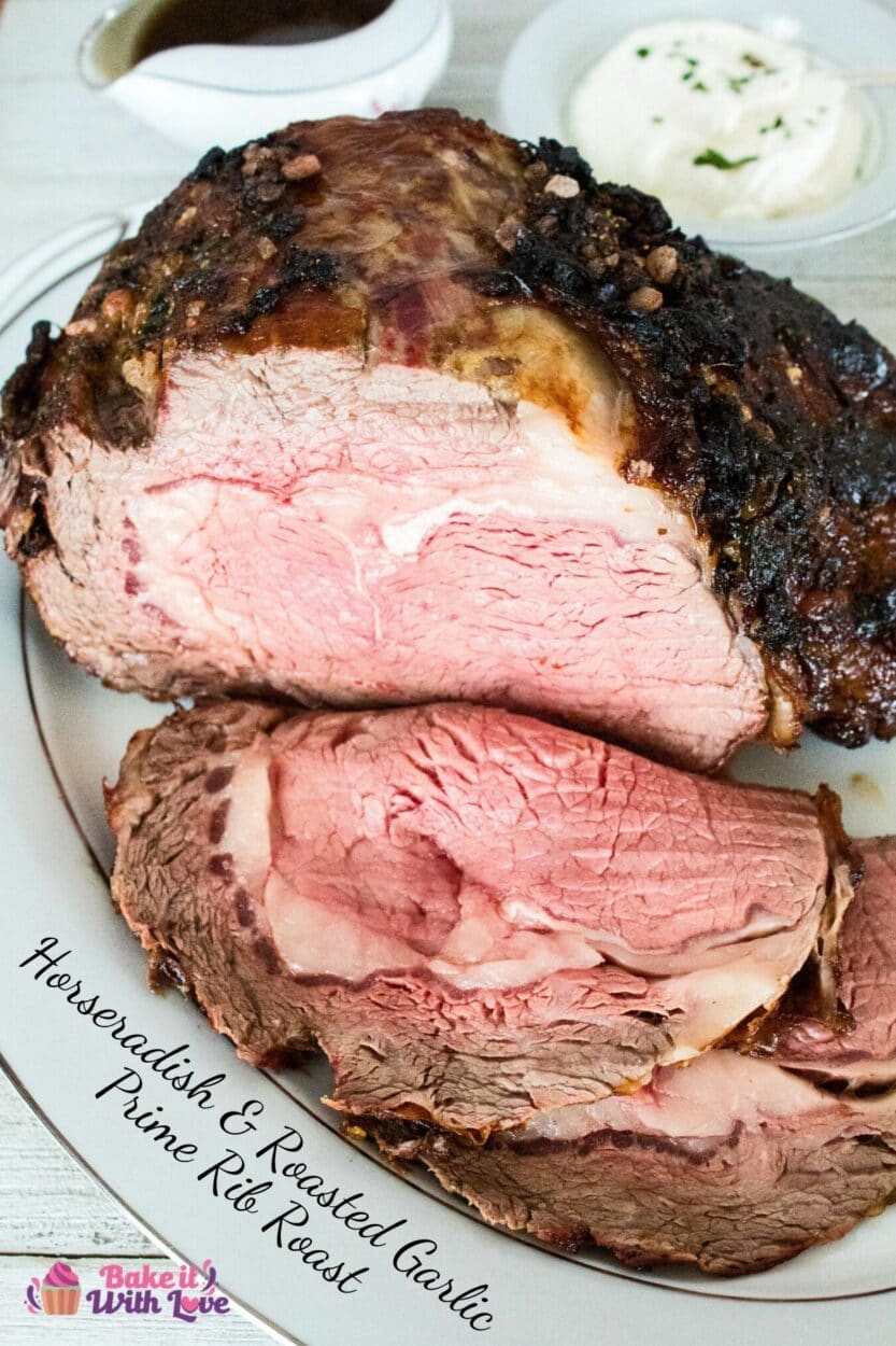 Horseradish Roasted Garlic Crusted Prime Rib Roast is a flavorful combination for the most perfectly roasted Christmas prime rib dinner ever