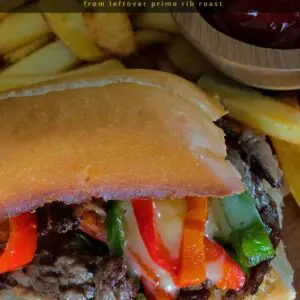 Leftover Prime Rib Philly Cheesesteak Sandwich is an amazing combination of prime rib roast, bell peppers, and melted cheese stacked into a sandwich roll