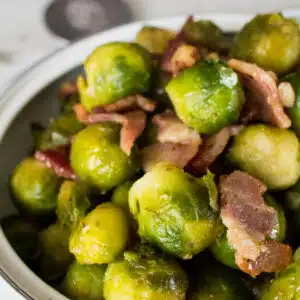 Maple Roasted Brussel Sprouts with Bacon and Toasted Walnuts are a sweet and salty vegetable side dish for the holidays