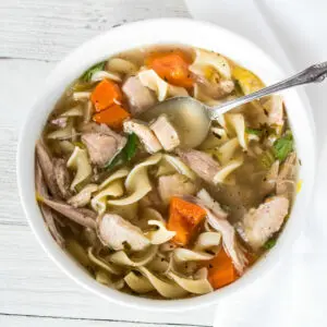 Hearty Leftover Turkey Noodle Soup is a delicious comfort food to enjoy year round.