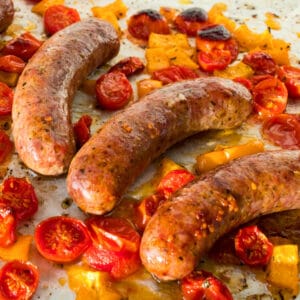 Quick and easy one pan oven baked Italian sausages are a delightfully flavorful dinner that will be a go-to dinner for your busy family!
