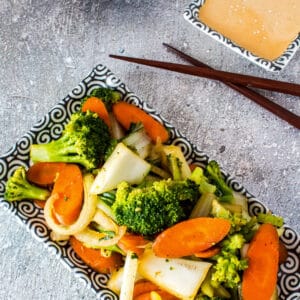 Delicious hibachi style seared vegetables are a great way to round out your hibachi dinner!!
