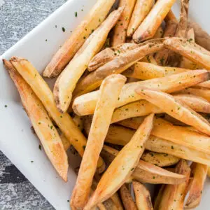 Easy Air Fryer French Fries are a great healthy snack and can be completely homemade or fried up using frozen french fries!