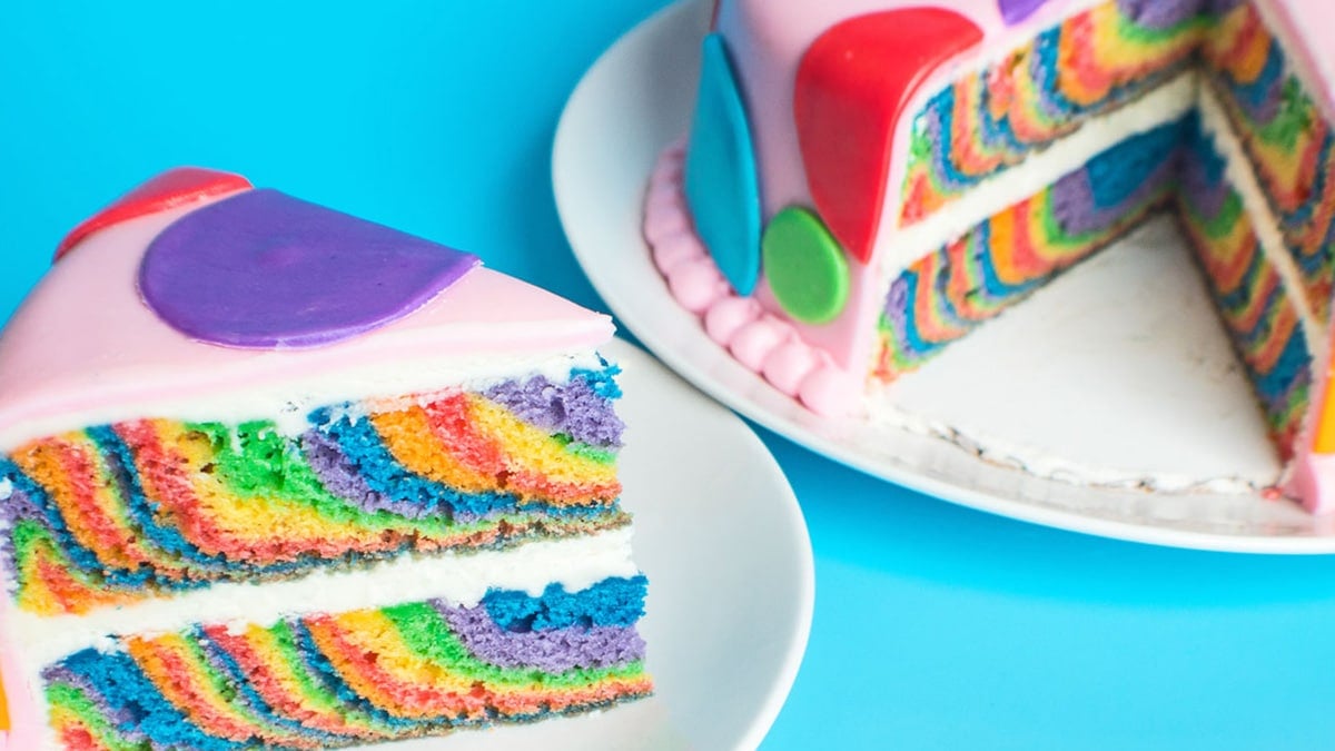 verkorten Elastisch Ster One Pan Rainbow Layer Cake (Easy Layer Cake met Fondant Polka Dots)