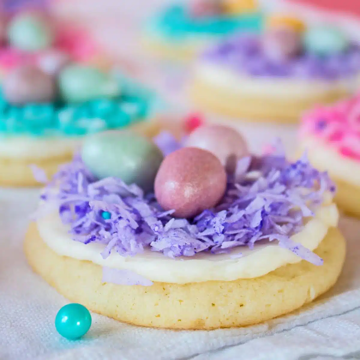 Square image of Easter basket cookies.