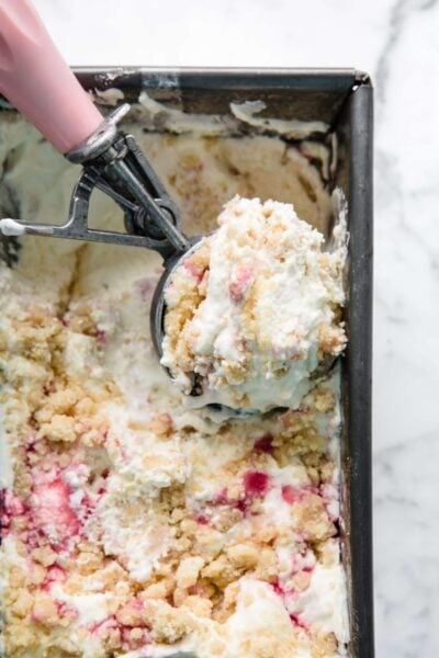 keto strawberry cheesecake ice cream from Peace Love and Low Carb