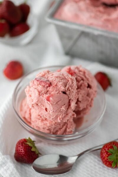 homemade strawberry ice cream from Chisel and Fork