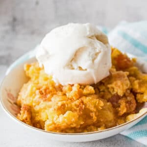 This 3 ingredient apple dump cake, or apple cobbler dump cake, is an incredibly tasty dessert that you can have ready to serve in no time at all!