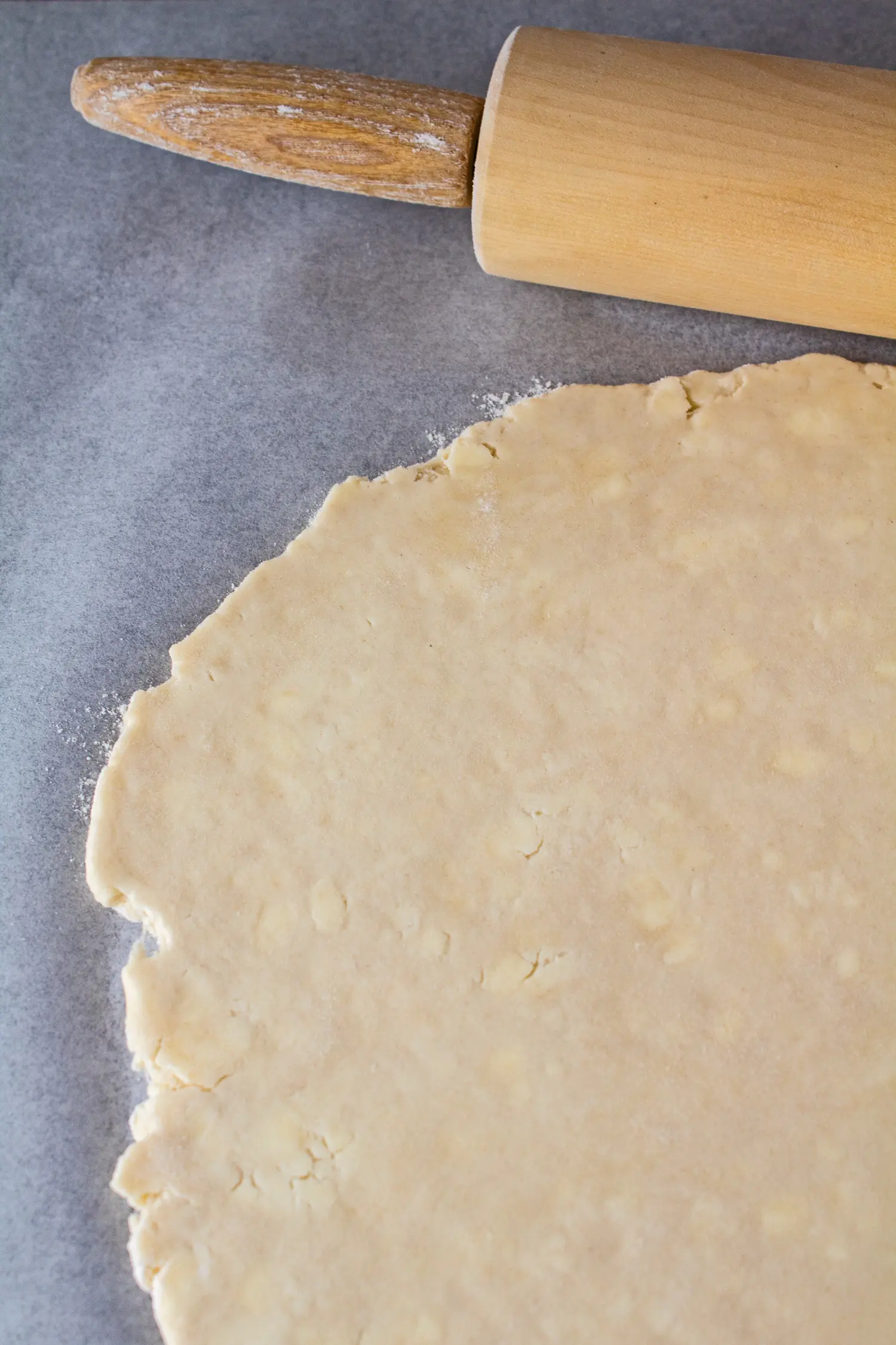 vertical close up of the pie dough