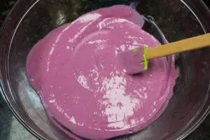blackberry puree combined with sweetened condensed milk after cooling and before adding the whipped cream