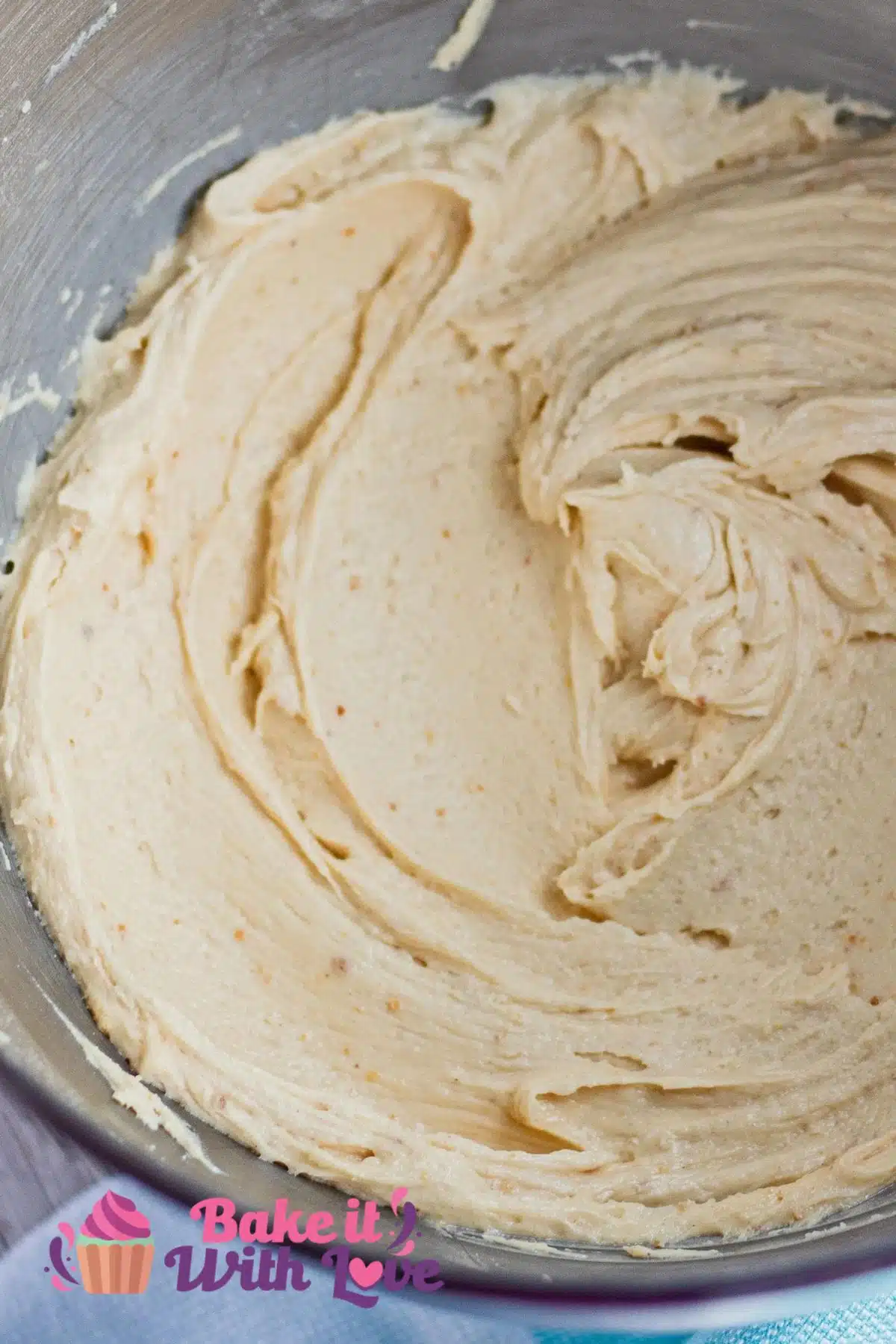 Tall image of peanut butter cream cheese frosting.