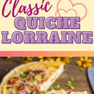 pin image with two photos of the baked quiche lorraine