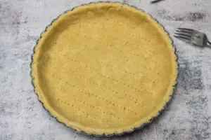 filled and trimmed sweet shortcrust pastry.