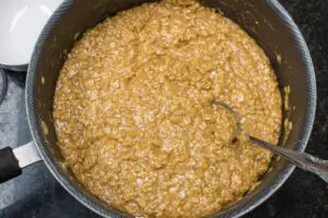 well coated quick oats oatmeal in the butterscotch mixture.