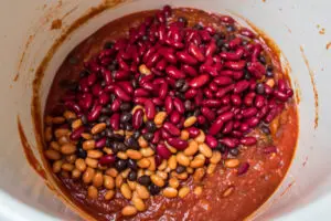 pinto beans kidney beans and black beans added.