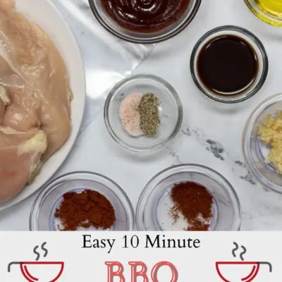 BBQ Chicken Marinade ingredients pin image with text overlay.
