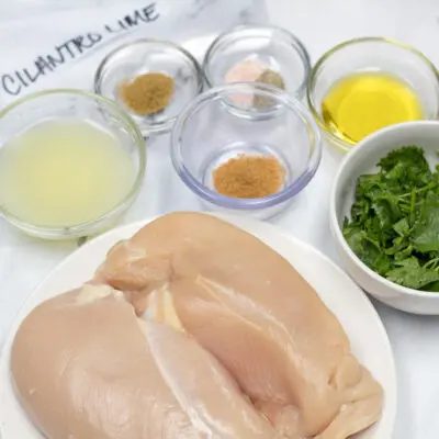 Square image of cilantro lime chicken marinade.