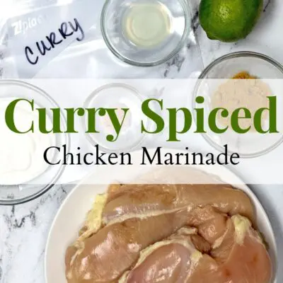 Curry Chicken Marinade pin with text overlay.
