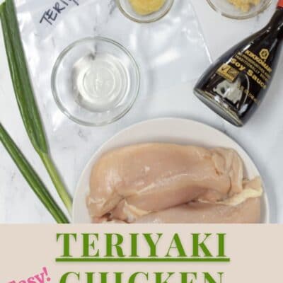 Teriyaki Chicken Marinade pin image with ingredients and text overlay.