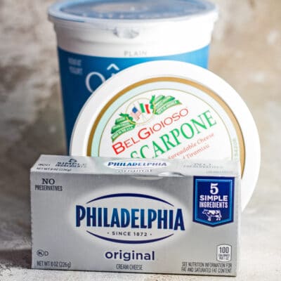 Large square image of cream cheese and my favorite substitutes.