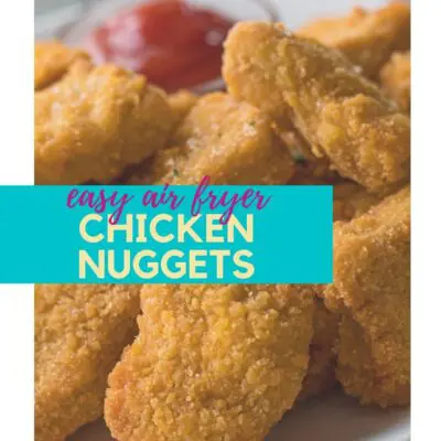 Air Fryer Frozen Chicken Nuggets pin with text overlay.
